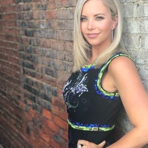 Cynthia Rowley Mesh Gown with Beading and Embroidary